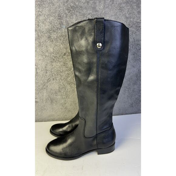 INC International Concepts Fawne Leather Riding Boots Black Size 6.5 Knee High - Picture 1 of 6